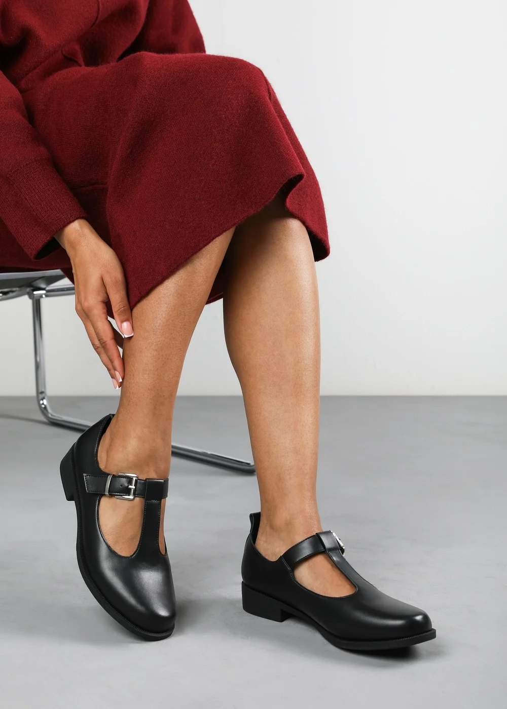 Where's That From Natalie Black PU Wide-Fit Mary Janes Loafers - 4 Image 3