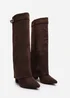 Where's That From Keira Brown Suede Fold Over Shark Heel Boots - Size 5 Image 4
