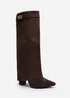 Where's That From Keira Brown Suede Fold Over Shark Heel Boots - Size 5 Image 3