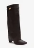 Where's That From Keira Brown PU Fold Over Shark Heel Boots - Size 3 Image 3