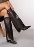 Where's That From Keira Brown PU Fold Over Shark Heel Boots - Size 3 Image 1