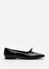 Where's That From Hope Black Patent Wide Fit Square Toe Flats - Size 4 Image 2