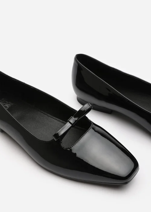 Where's That From Hope Black Patent Wide Fit Square Toe Flats - Size 4 Image 4