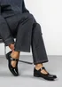 Where's That From Natalie Black Patent Extra Wide-Fit Mary Janes Loafers - Size 4 Image 1