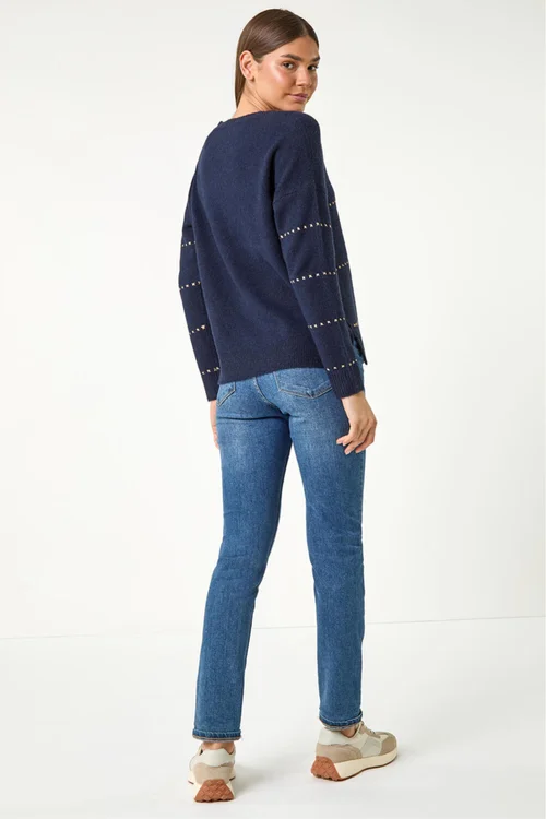 Roman Midnight Blue Sparkly Detail Knit Jumper - Size 20 Image 3