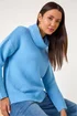 Roman Sky Blue Textured Cowl Neck Jumper - Size 12 Image 3