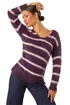 Roman Plum Stripe Fluffy Knit Jumper - Size 18 Clothing Image 1