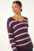 Roman Plum Stripe Fluffy Knit Jumper - Size 18 Clothing Image 4