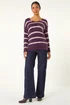 Roman Plum Stripe Fluffy Knit Jumper - Size 18 Clothing Image 2