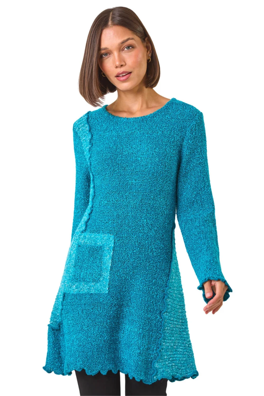 Roman Teal Textured Pocket Detail Longline Jumper - Size 20 Clothing Image 1