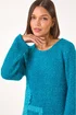 Roman Teal Textured Pocket Detail Longline Jumper - Size 20 Clothing Image 4