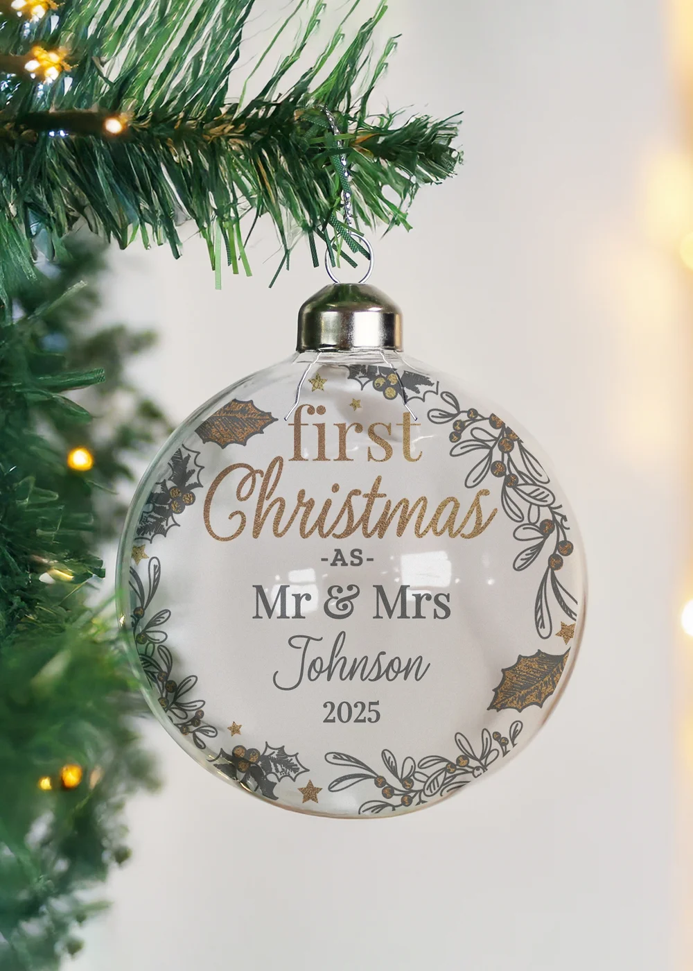 Personalised Memento Company Clear First Christmas As... Glass Bauble - One Size Image 1