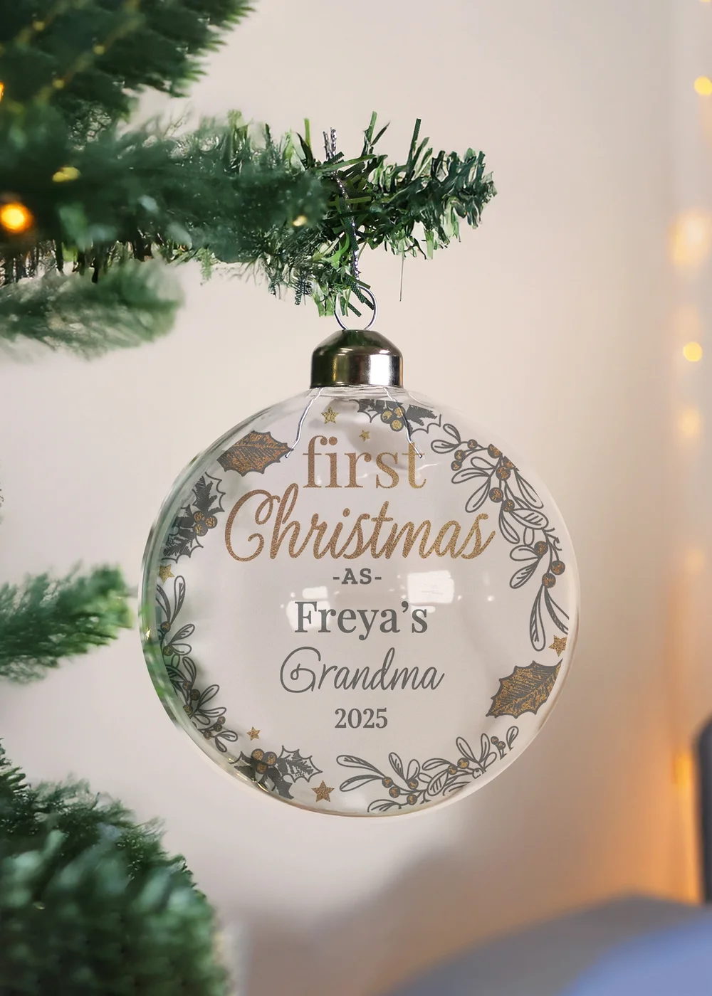 Personalised Memento Company Clear First Christmas As... Glass Bauble - One Size Image 3