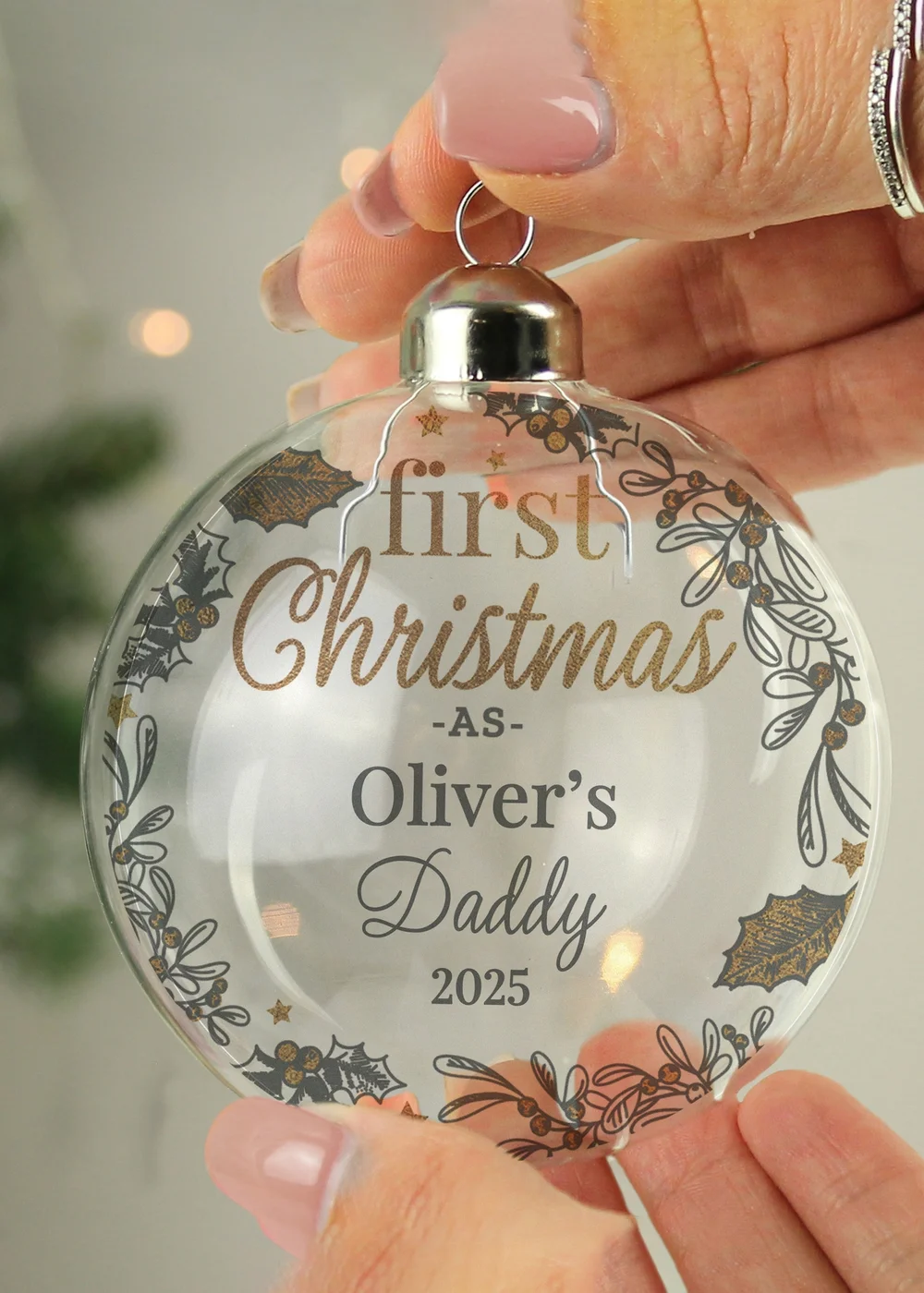 Personalised Memento Company Clear First Christmas As... Glass Bauble - One Size Image 2