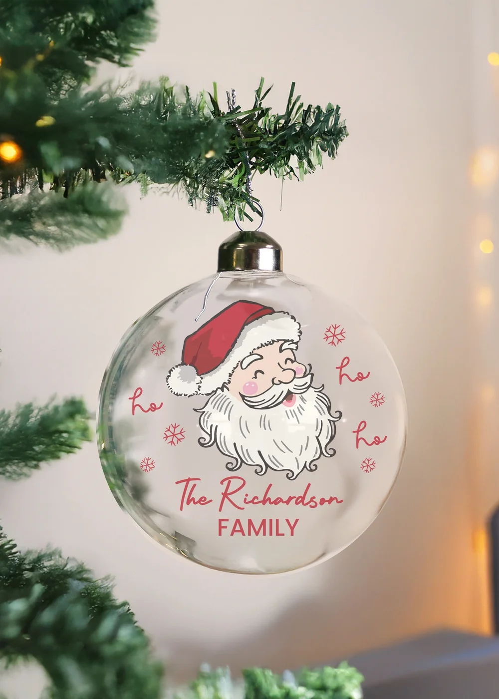 Personalised Memento Company Clear Santa Glass Bauble - One Size Image 3