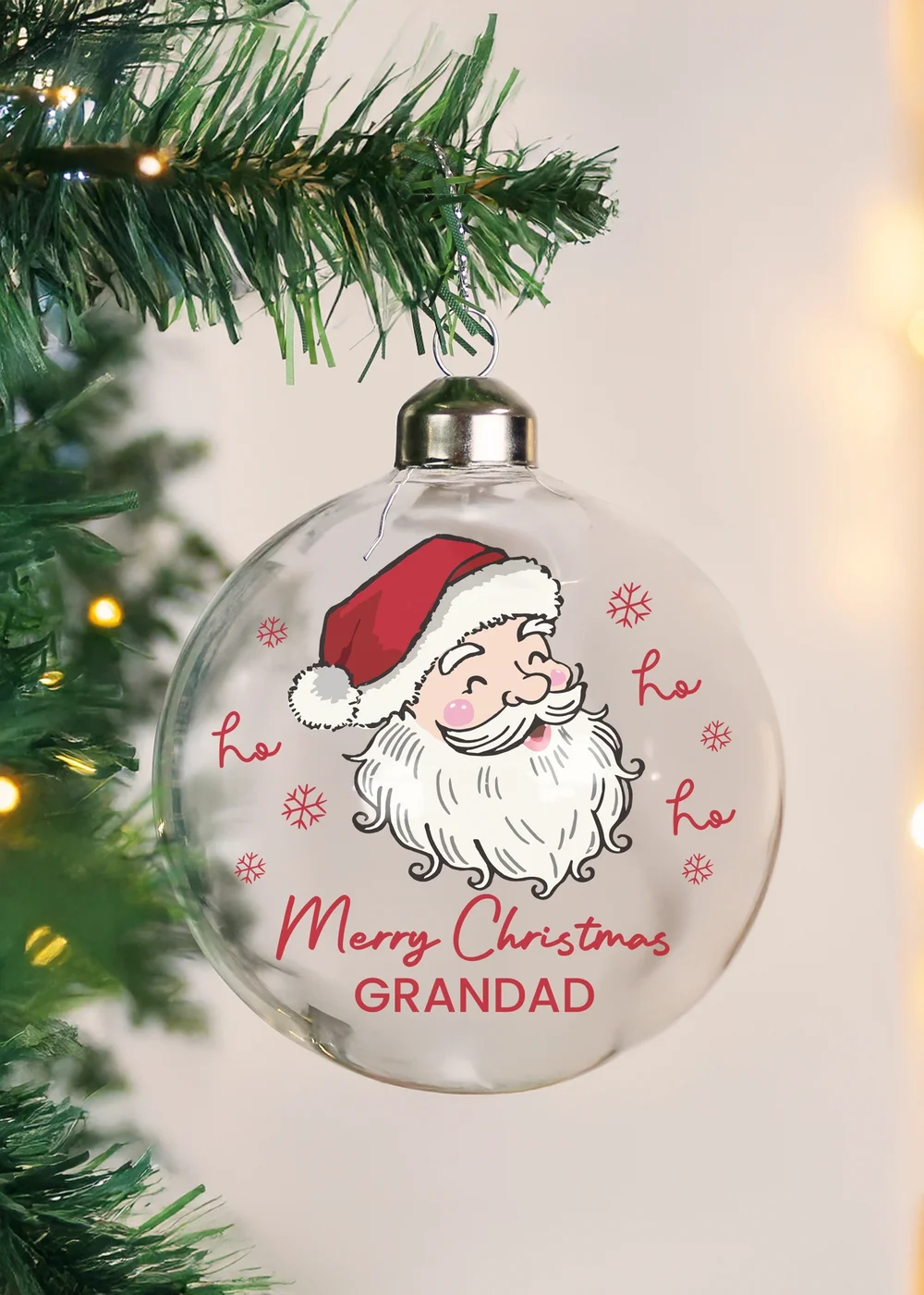 Personalised Memento Company Clear Santa Glass Bauble - One Size Image 1