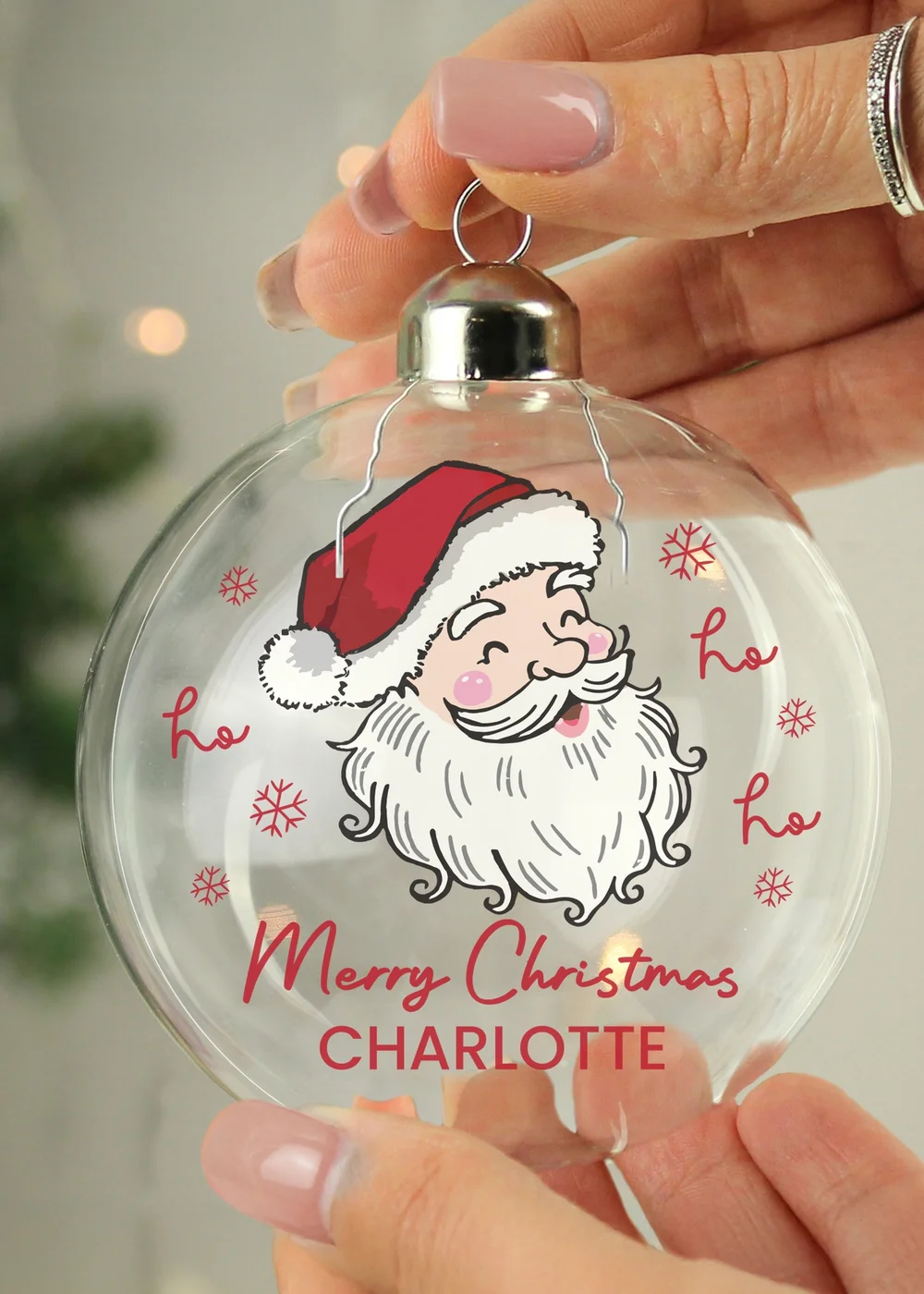 Personalised Memento Company Clear Santa Glass Bauble - One Size Image 2