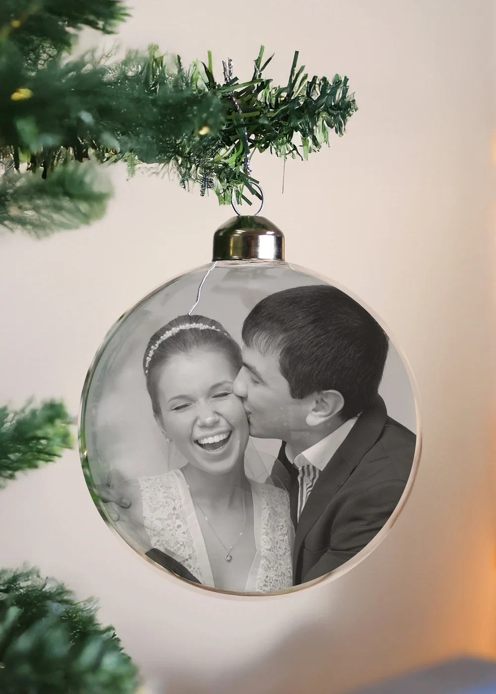 Personalised Memento Company Clear Photo Upload Glass Bauble - One Size Image 2