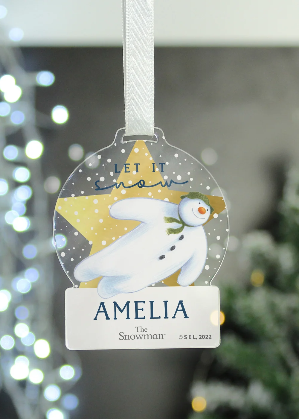 Personalised Memento Company Clear The Snowman Acrylic Decoration - One Size Image 1