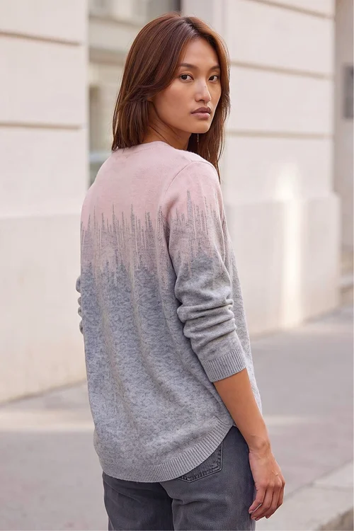 Roman Light Pink Sparkly Colour Block Knitted Jumper - 12 Image 3