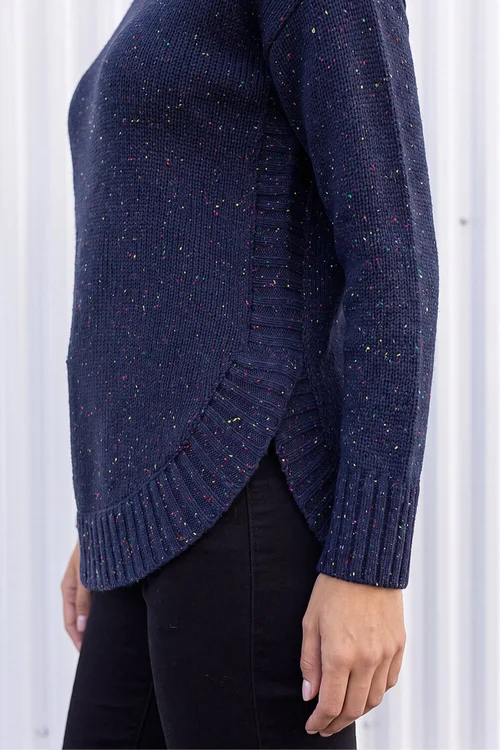 Roman Midnight Blue Nep Fabric Curved Hem Jumper - 14 Image 4