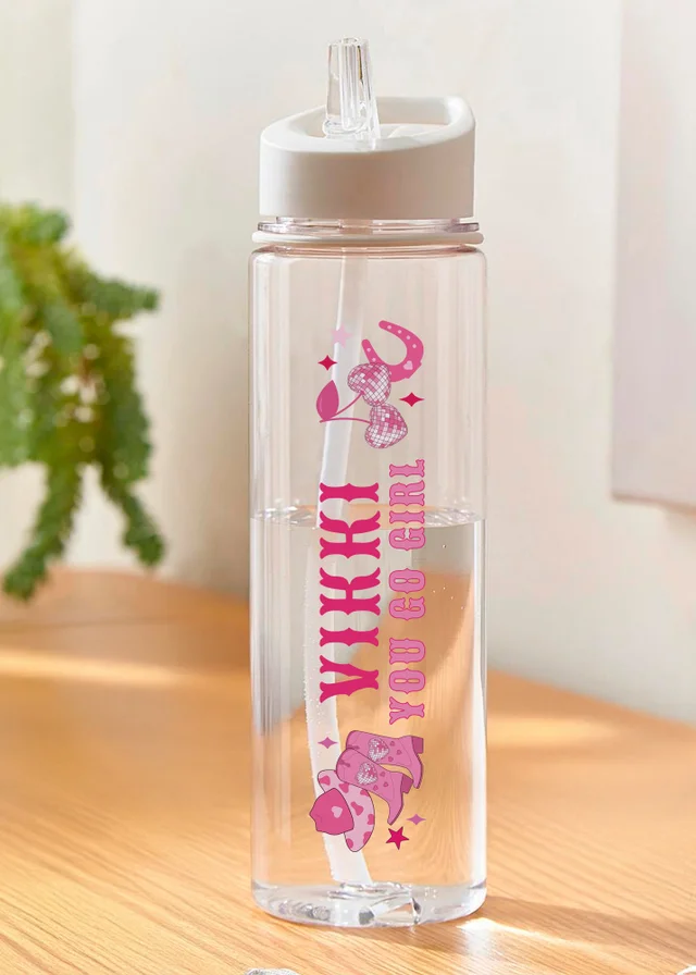 Personalised Memento Company Clear Cowgirl Water Bottle