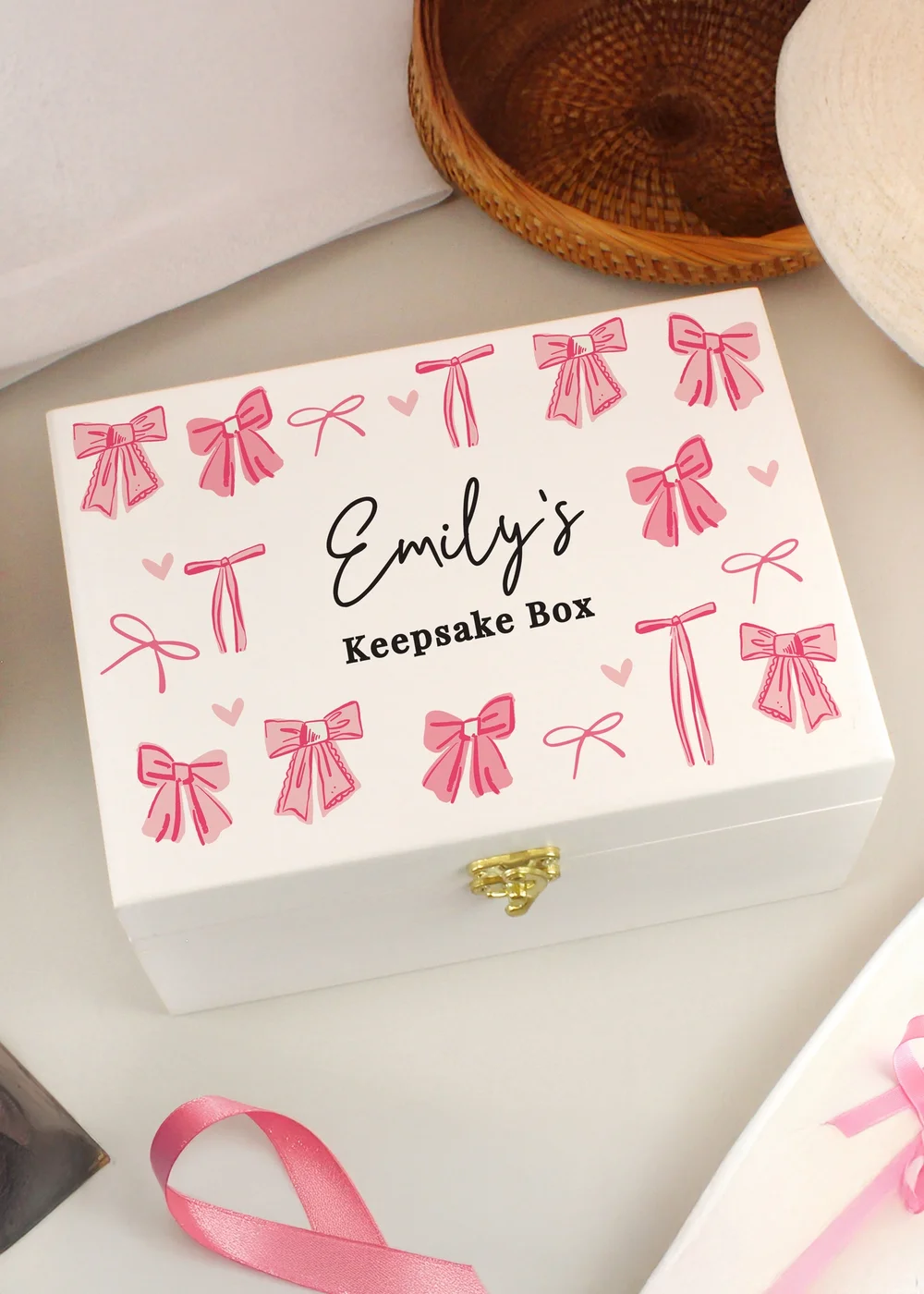 Personalised Memento Company White Bow Storage Box - One Size Image 2