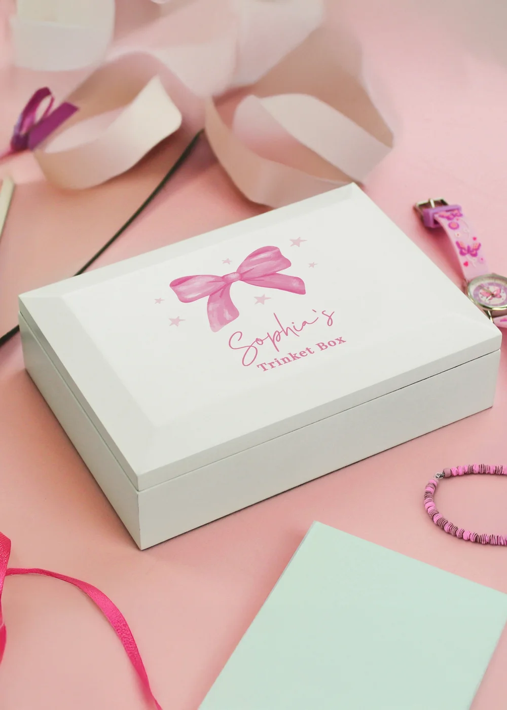 Personalised Memento Company White Bow Jewellery Box - One Size Image 1