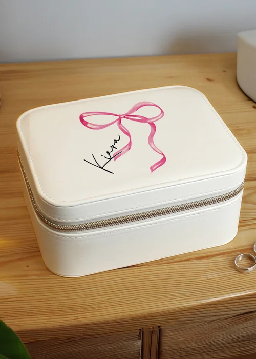 Personalised Memento Company White Bow Travel Jewellery Box - One Size Image 6
