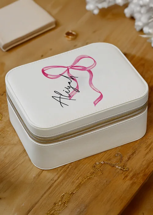 Personalised Memento Company White Bow Travel Jewellery Box - One Size Image 2
