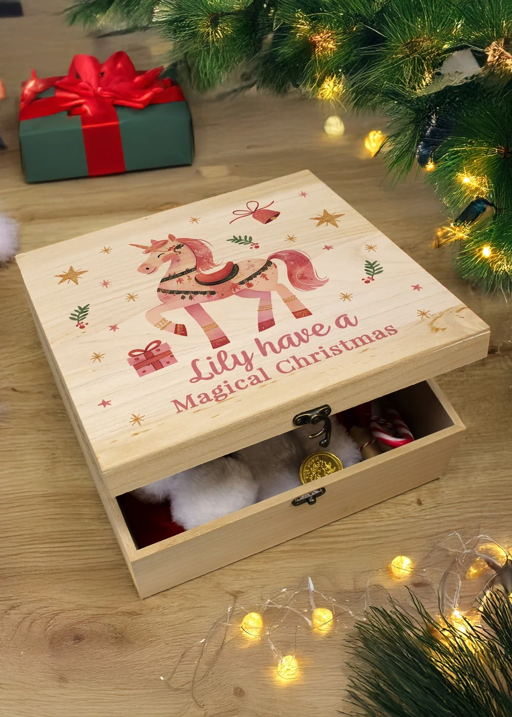 Personalised Memento Company Brown Unicorn Christmas Eve Box - One Size Image 2