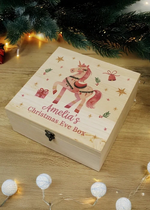 Personalised Memento Company Brown Unicorn Christmas Eve Box - One Size Image 1