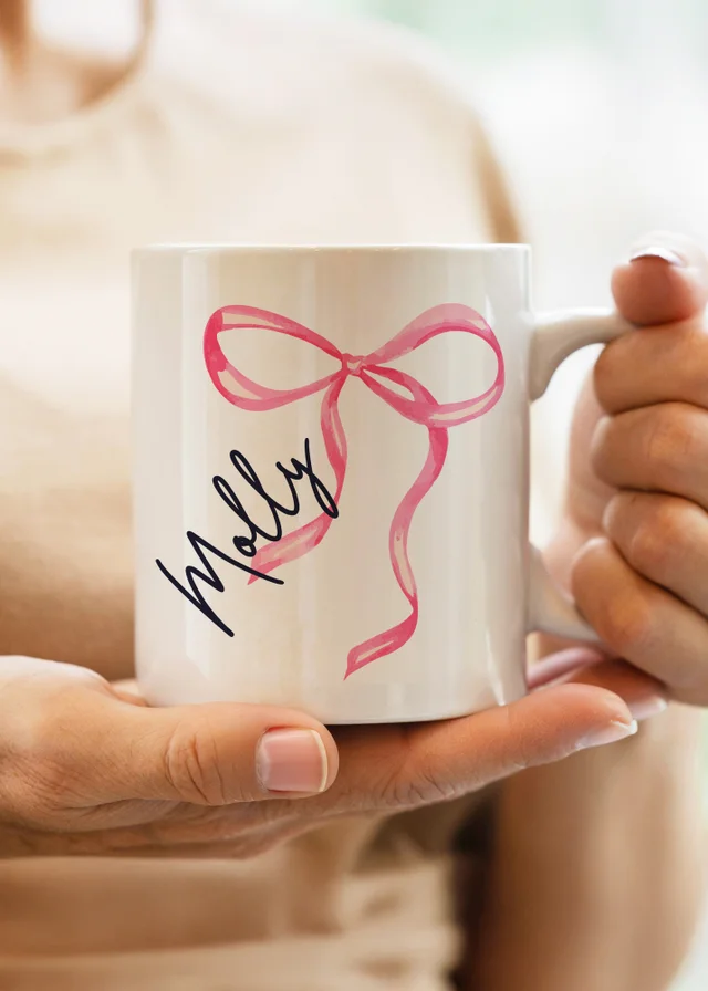 Personalised Memento Company White Bow Mug
