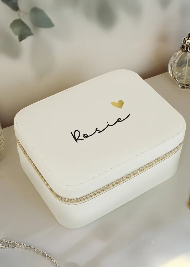Personalised Memento Company White Travel Jewellery Box