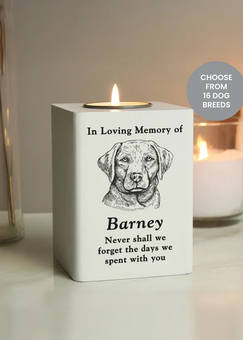 Personalised Memento Company White Dog Breed Memorial Tealight Holder - One Size Image 1