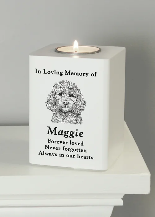Personalised Memento Company White Dog Breed Memorial Tealight Holder - One Size Image 3