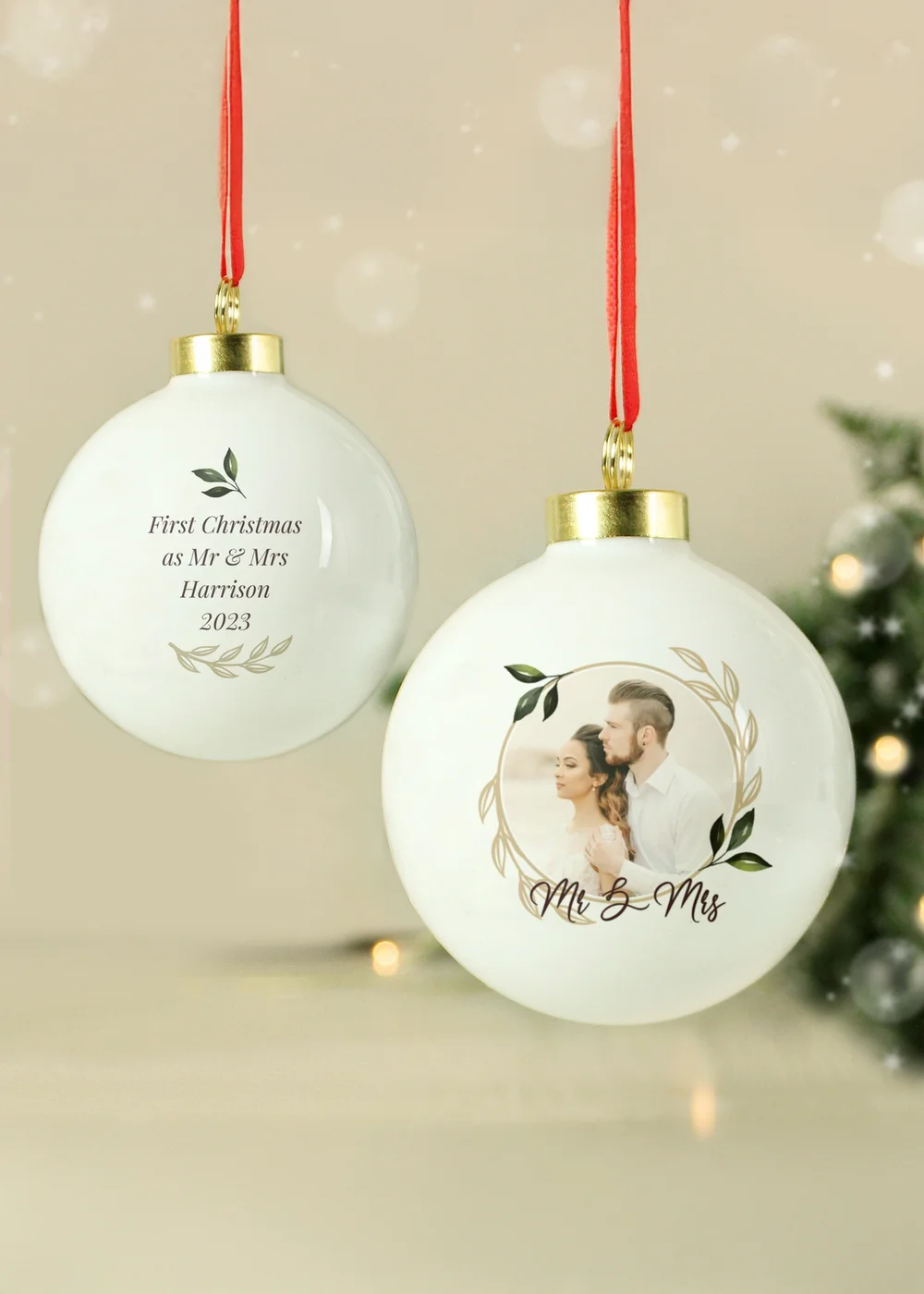 Personalised Memento Company White Photo Upload Memorial Bauble - One Size Image 3