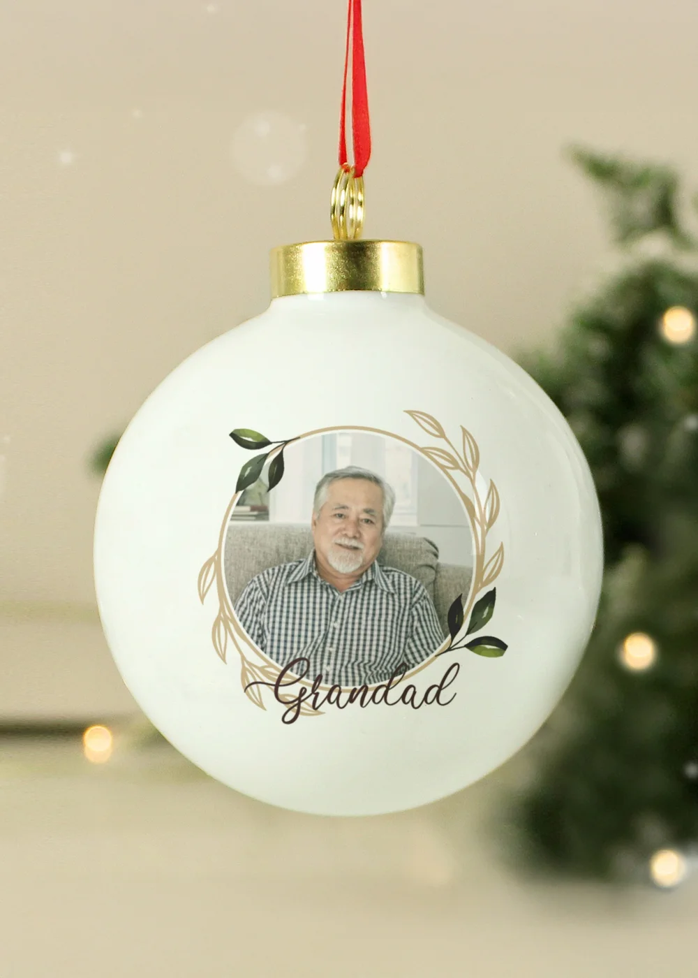 Personalised Memento Company White Photo Upload Memorial Bauble - One Size Image 1
