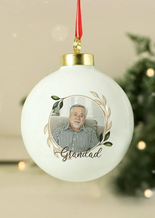 Personalised Memento Company White Photo Upload Memorial Bauble - One Size Image 1