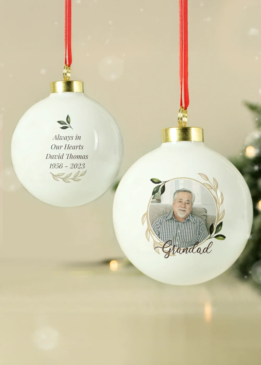 Personalised Memento Company White Photo Upload Memorial Bauble - One Size Image 2