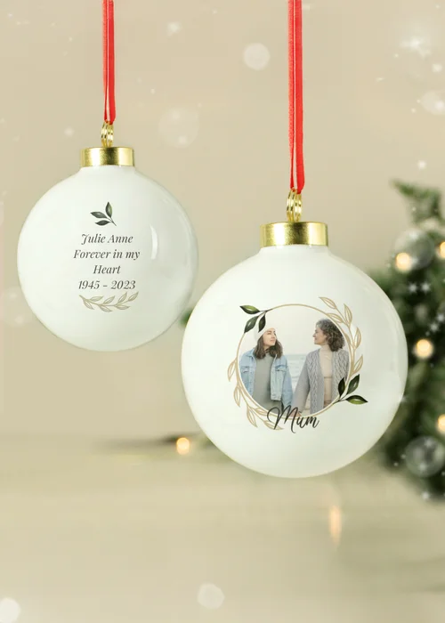 Personalised Memento Company White Photo Upload Memorial Bauble - One Size Image 6