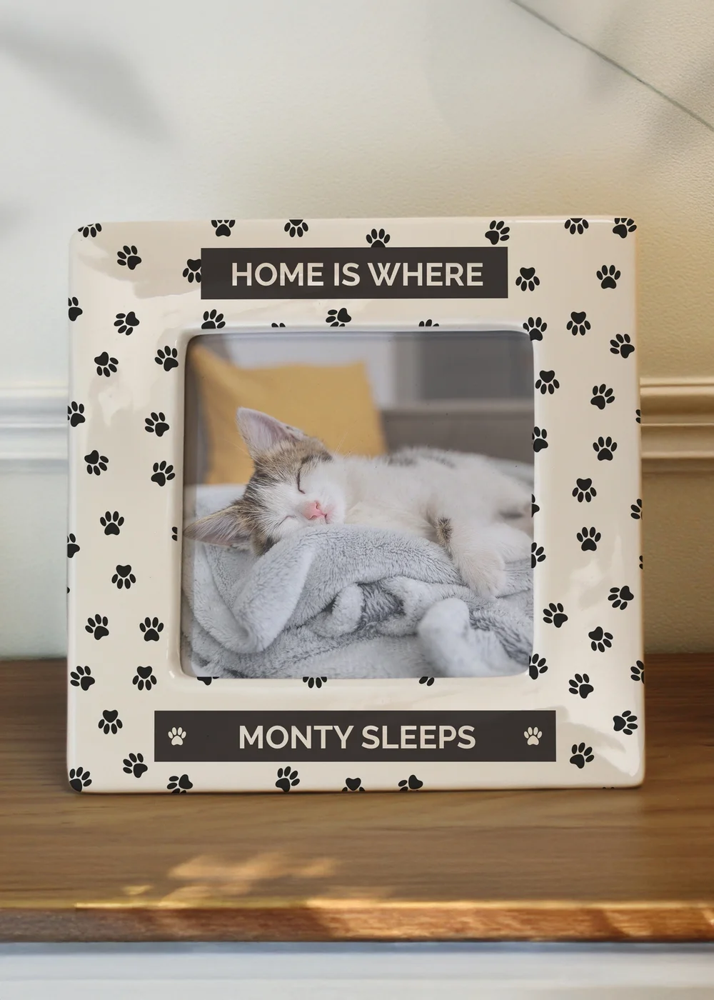 Personalised Memento Company White Pet Paw Print Ceramic 4x4 Frame - One Size Image 2