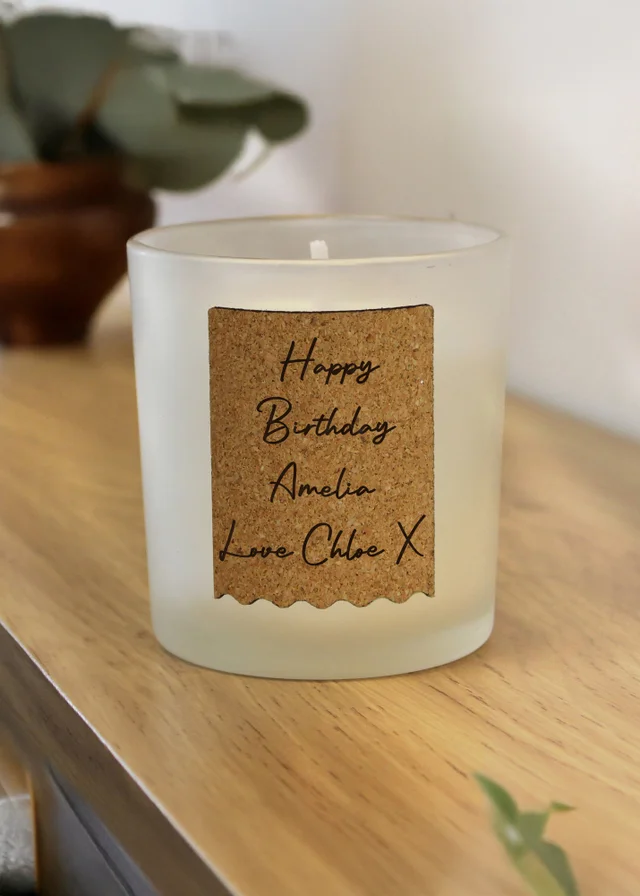 Personalised Memento Company White Cork Label Candle Jar