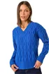 Roman Royal Blue V-Neck Cable Knit Jumper - Size 18 Clothing Image 1