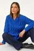 Roman Royal Blue V-Neck Cable Knit Jumper - Size 18 Clothing Image 2
