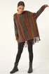 Roman Rust Ombre Vertical Stripe Fringe Jumper - Size 18 Clothing Image 3
