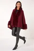 Roman Wine Faux Fur Trim Knitted Poncho - One Size Image 3