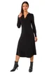 Roman Black Scallop Detail Knitted Midi Dress - Size 16 Clothing Image 2