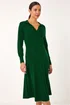 Roman Dark Green Scallop Detail Knitted Midi Dress - Size 10 Image 4