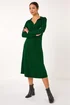 Roman Dark Green Scallop Detail Knitted Midi Dress - Size 10 Image 2